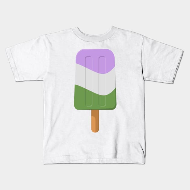 Cute Genderqueer Pride Flag Popsicle Kids T-Shirt by LiveLoudGraphics